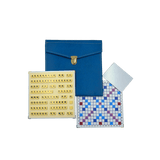 Scrabble Cuir Vegan - Magnétique - Bleu - Jeux de Lettres et de Chiffres cadeau bel objet - Rouge et Noir