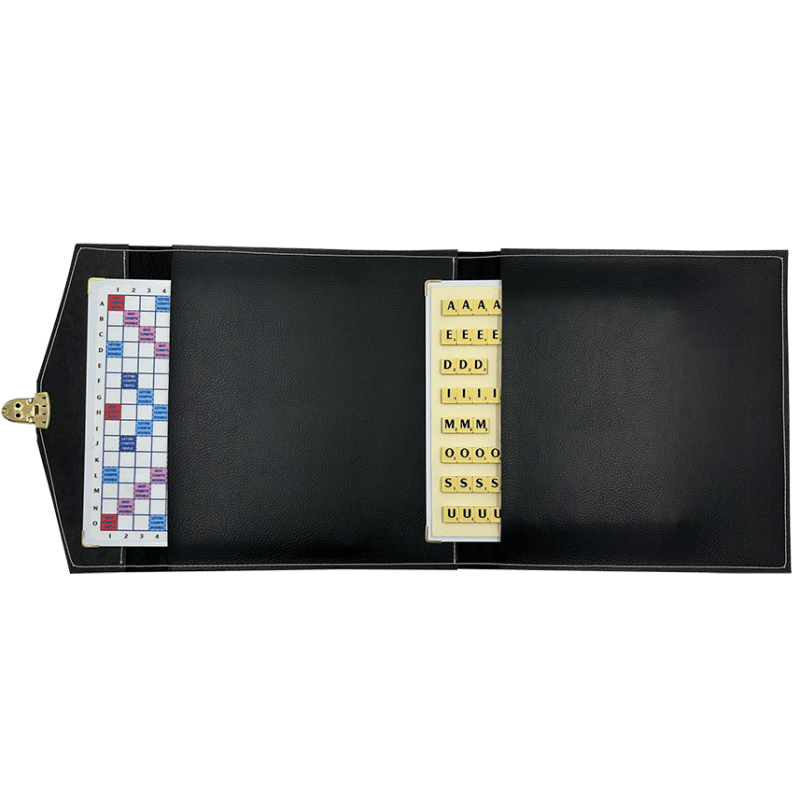 Scrabble Cuir Vegan - Magnétique - Noir - Jeux de Lettres et de Chiffres cadeau bel objet - Rouge et Noir