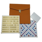 Scrabble Cuir Vegan - Magnétique - Orange - Jeux de Lettres et de Chiffres cadeau bel objet - Rouge et Noir