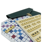 Scrabble Cuir Vegan - Magnétique - Vert - Jeux de Lettres et de Chiffres cadeau bel objet - Rouge et Noir