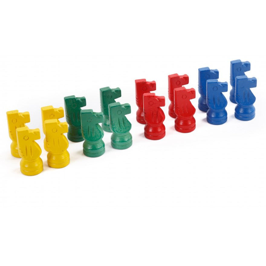 Set de 16 petits chevaux en bois - Jeux Traditionnels - Rouge et Noir