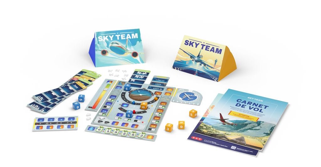 Sky Team - Jeu de société et plateau de stratégie de cartes à deux coopératif - Rouge et Noir