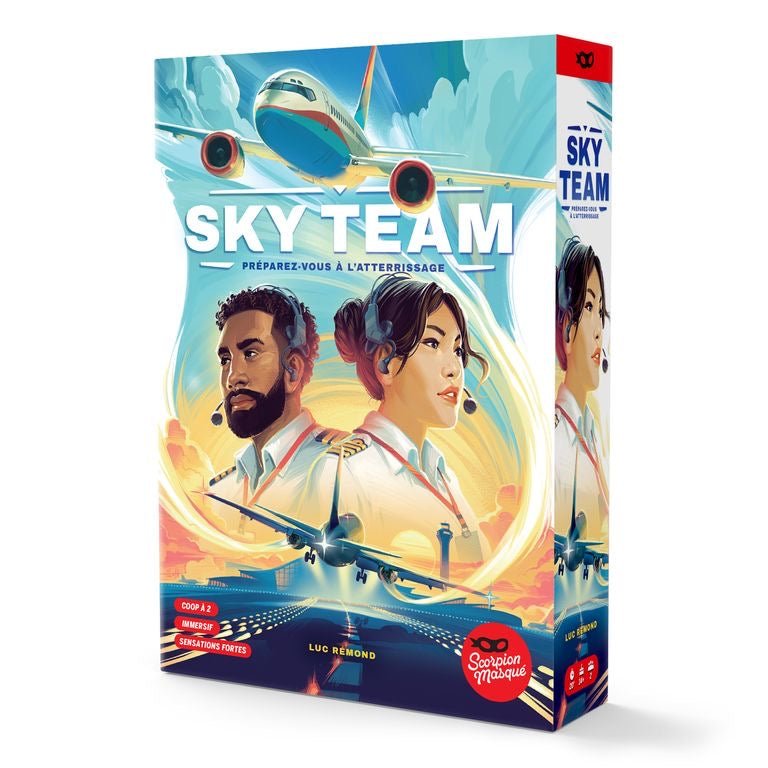 Sky Team - Jeu de société et plateau de stratégie de cartes à deux coopératif - Rouge et Noir