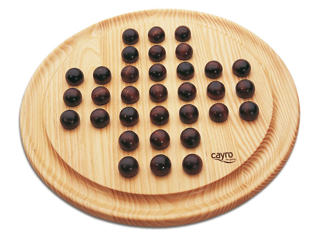 Solitaire Bois / Billes bois - 30 cm - jeu de solitaire en bois cadeau sénior - Rouge et Noir