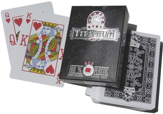 Studson Titanium 100% plastique - Double marquage - cartes de poker - Rouge et Noir