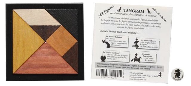 Tangram Bois - Casse - tête en bois jeu solitaire - Rouge et Noir