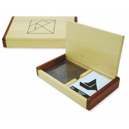 Tangram double en coffret avec livret - Bois - Casse - tête en bois jeu solitaire jeu à deux - Rouge et Noir