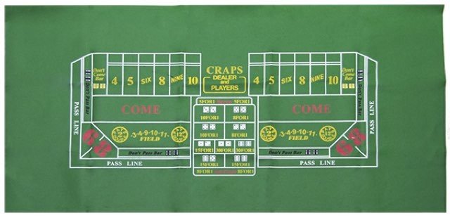 Tapis de Craps feutre - 180x90 cm - Tapis de craps casino - Rouge et Noir