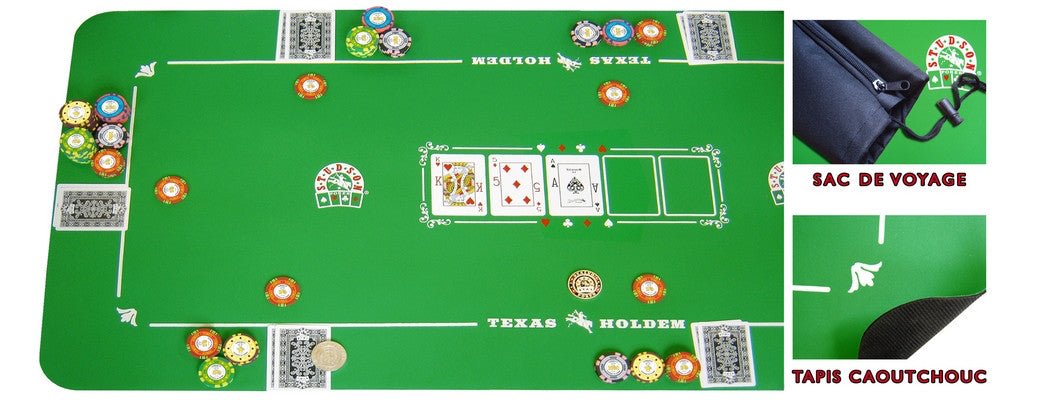 Tapis de poker néoprène vert - 126 x 57 cm - tapis de poker - Rouge et Noir