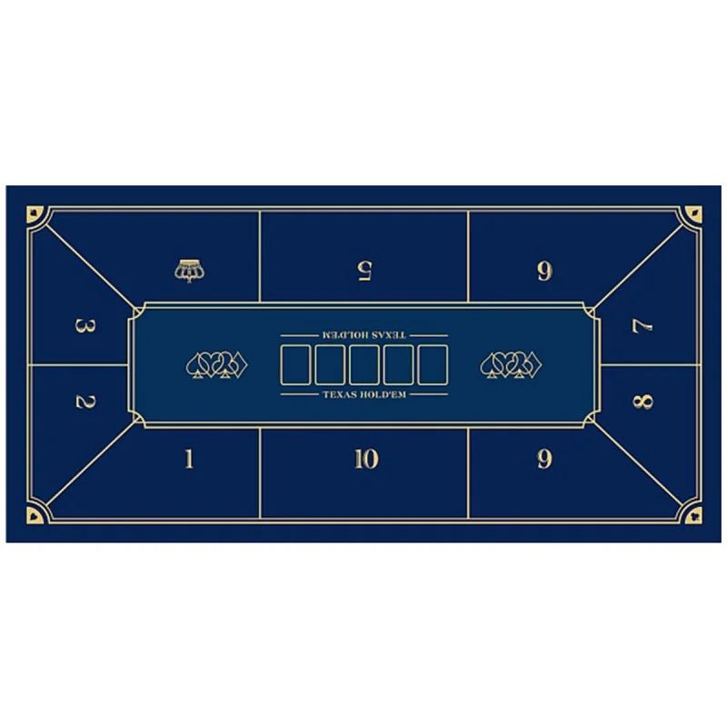 Tapis de poker "Old Fashioned" - 180 x 90 cm - Jersey Néoprène - Galonné - Blue - tapis de poker - Rouge et Noir