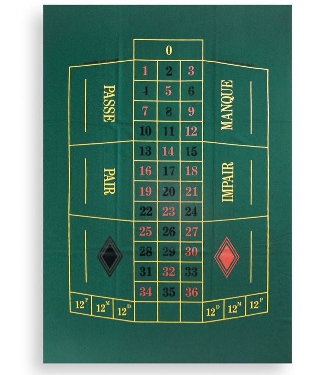 Tapis Roulette drap DN - GM 130x90 - jeu de casino tapis de roulette - Rouge et Noir