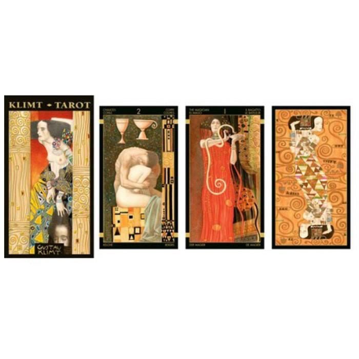 Tarot div Klimt doré - jeu divinatoire - Rouge et Noir