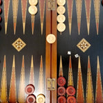 Tavla turc style iranien - Plateau d'échecs/ dames - Backgammon en bois marqueté - Rouge et Noir