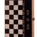 Tavla turc style iranien - Plateau d'échecs/ dames - Backgammon en bois marqueté - Rouge et Noir