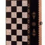 Tavla turc style iranien - Plateau d'échecs/ dames - Backgammon en bois marqueté - Rouge et Noir