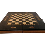 Tavla turc style iranien - Plateau d'échecs/ dames - Backgammon en bois marqueté - Rouge et Noir