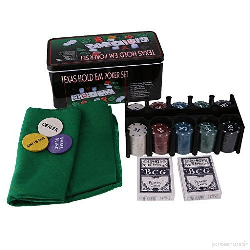 Poker Set - Boite métal de 200 jetons + tapis