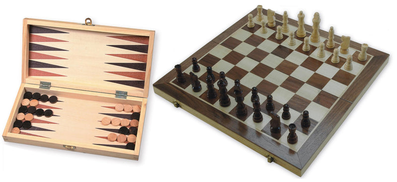 Echecs / Backgammon Noyer - 30 x 15 cm