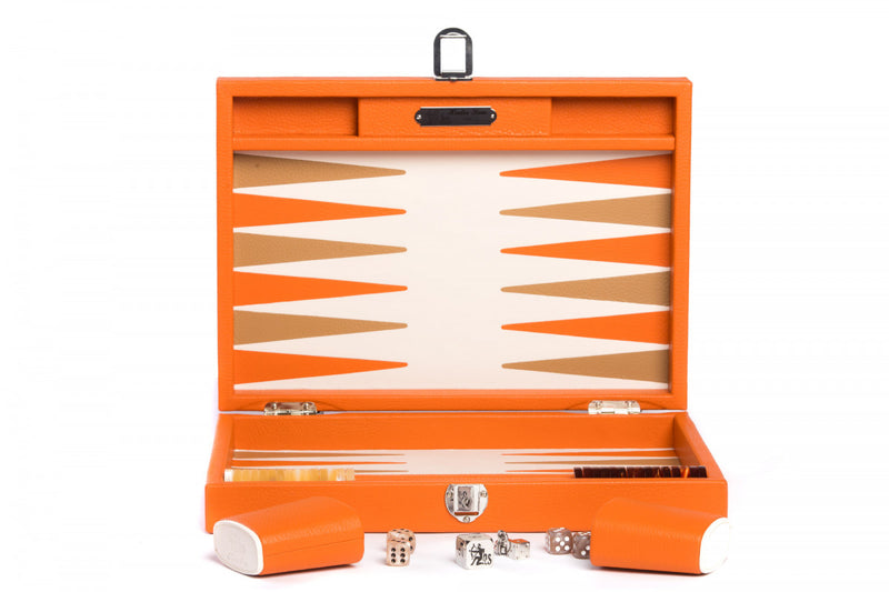 Backgammon Hector Saxe Medium  - Cuir orange