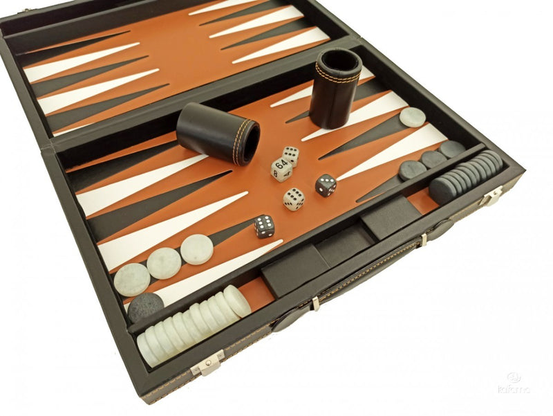 Backgammon marqueté simili cuir - MM
