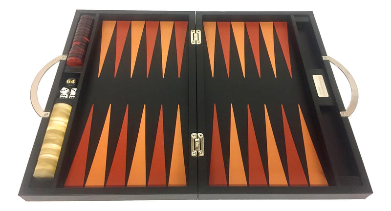 Backgammon en Cuir véritable MM - Noir Ancien - Renzo Romagnoli