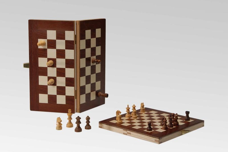 Jeu d'échecs de voyage magnétique en bois marqueté Ulbrich