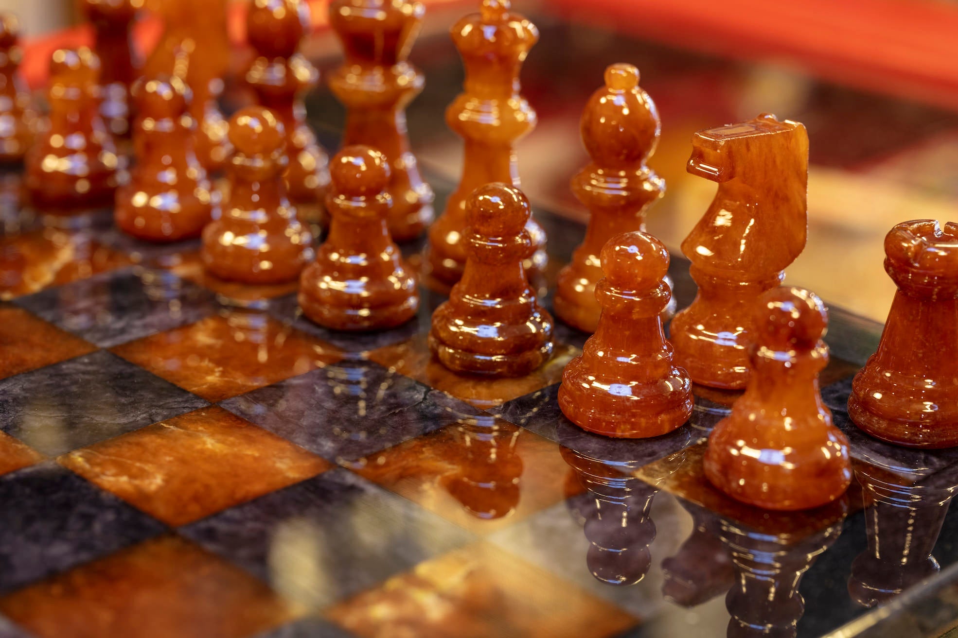 Ensemble jeu d'échecs - Agathe - Scali - ensemble d'échecs classique et décoratif - Rouge et Noir