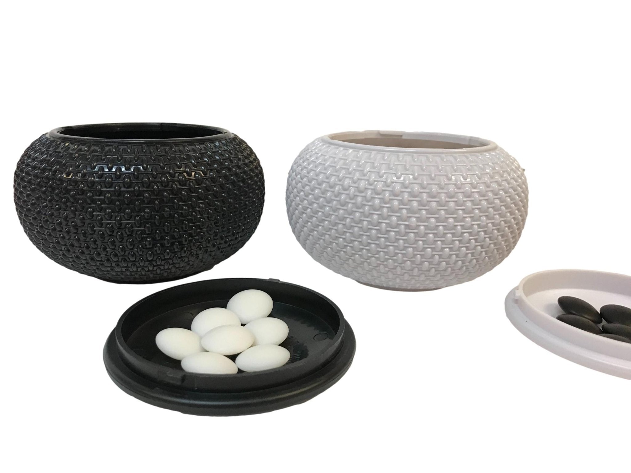 Pierres de go biconvexes plastique - Bols plastique - accessoire jeu de go - Rouge et Noir